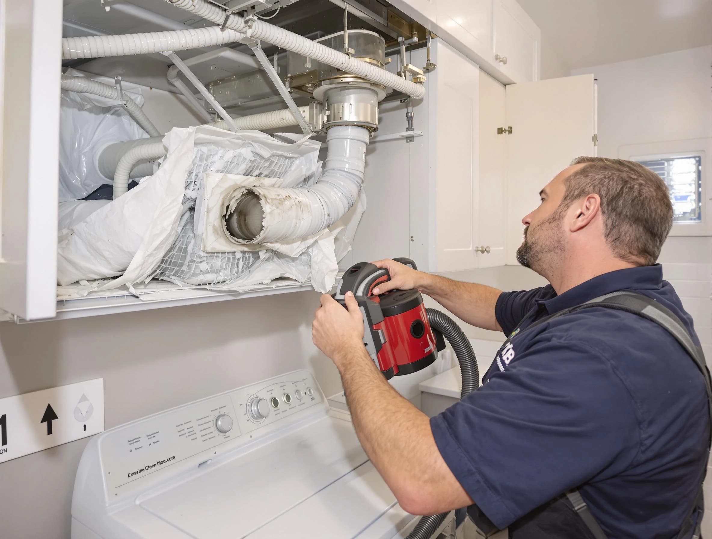 Florence Dryer Vent Cleaning technician performing professional exhaust vent cleaning at a residential property in Florence
