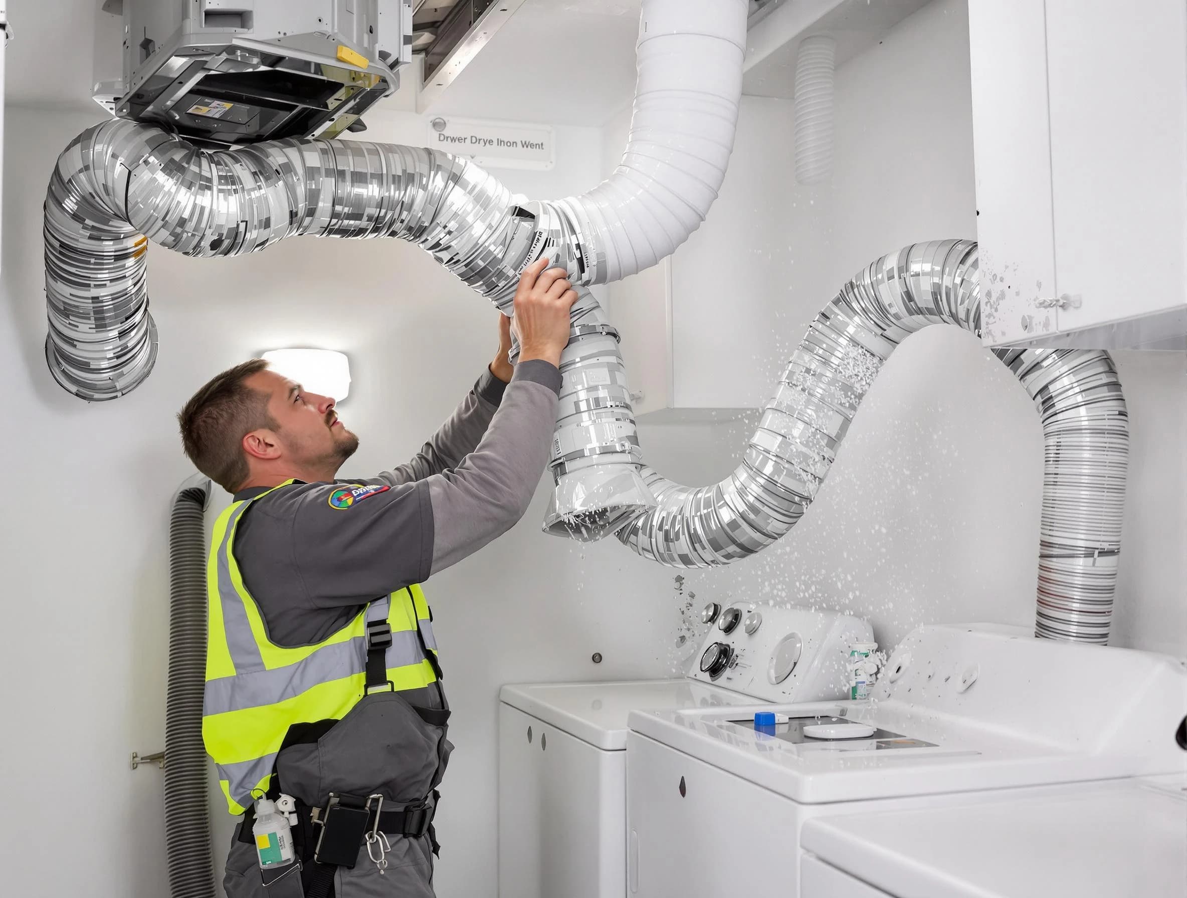 Florence Dryer Vent Cleaning technician performing detailed dryer exhaust vent cleaning at a home in Florence