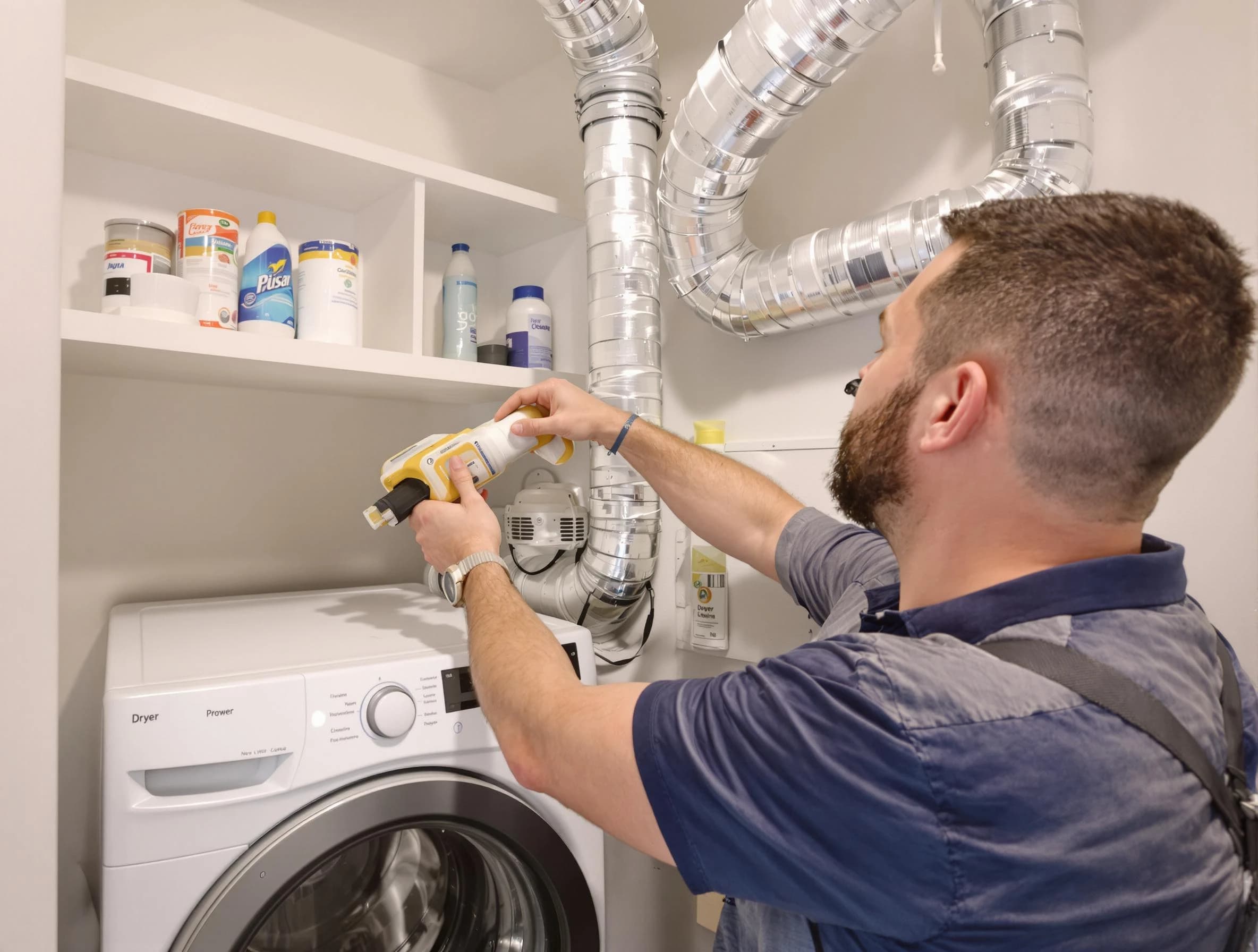 Florence Dryer Vent Cleaning technician performing dryer vent cleaning at a home in Florence