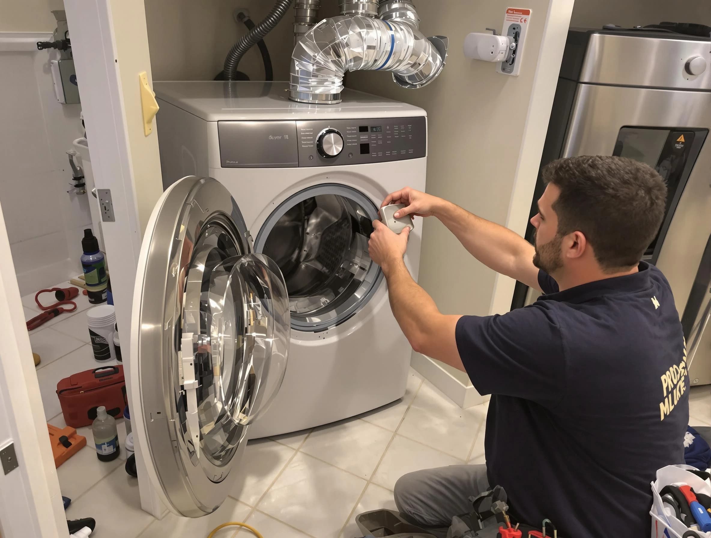 Florence Dryer Vent Cleaning technician performing precise dryer vent hose installation in Florence