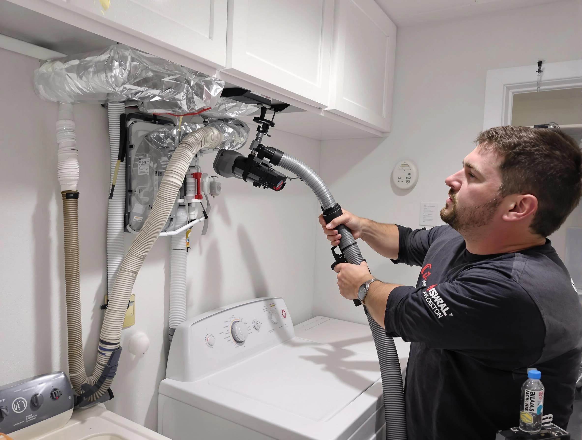 Florence Dryer Vent Cleaning certified technician performing safety-focused gas dryer vent cleaning in Florence