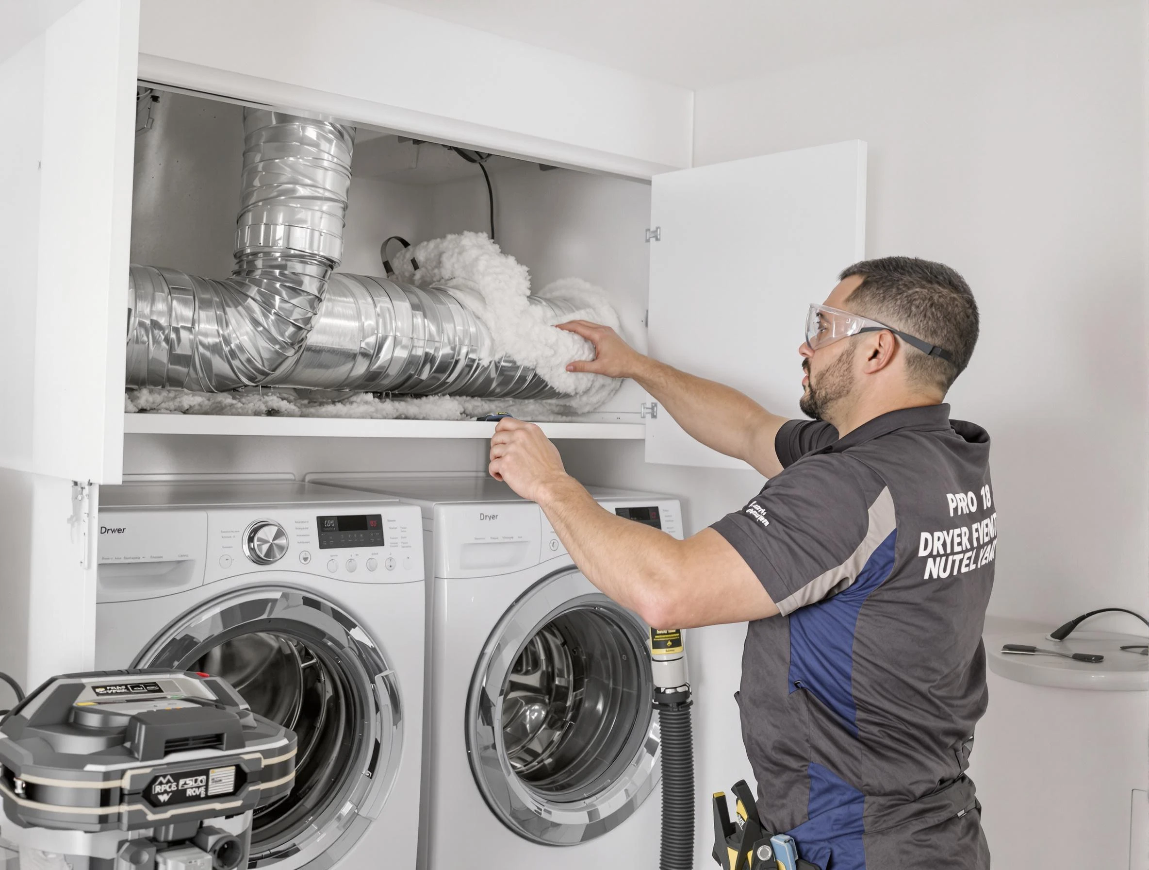 Florence Dryer Vent Cleaning certified technician performing specialized gas dryer vent cleaning in Florence
